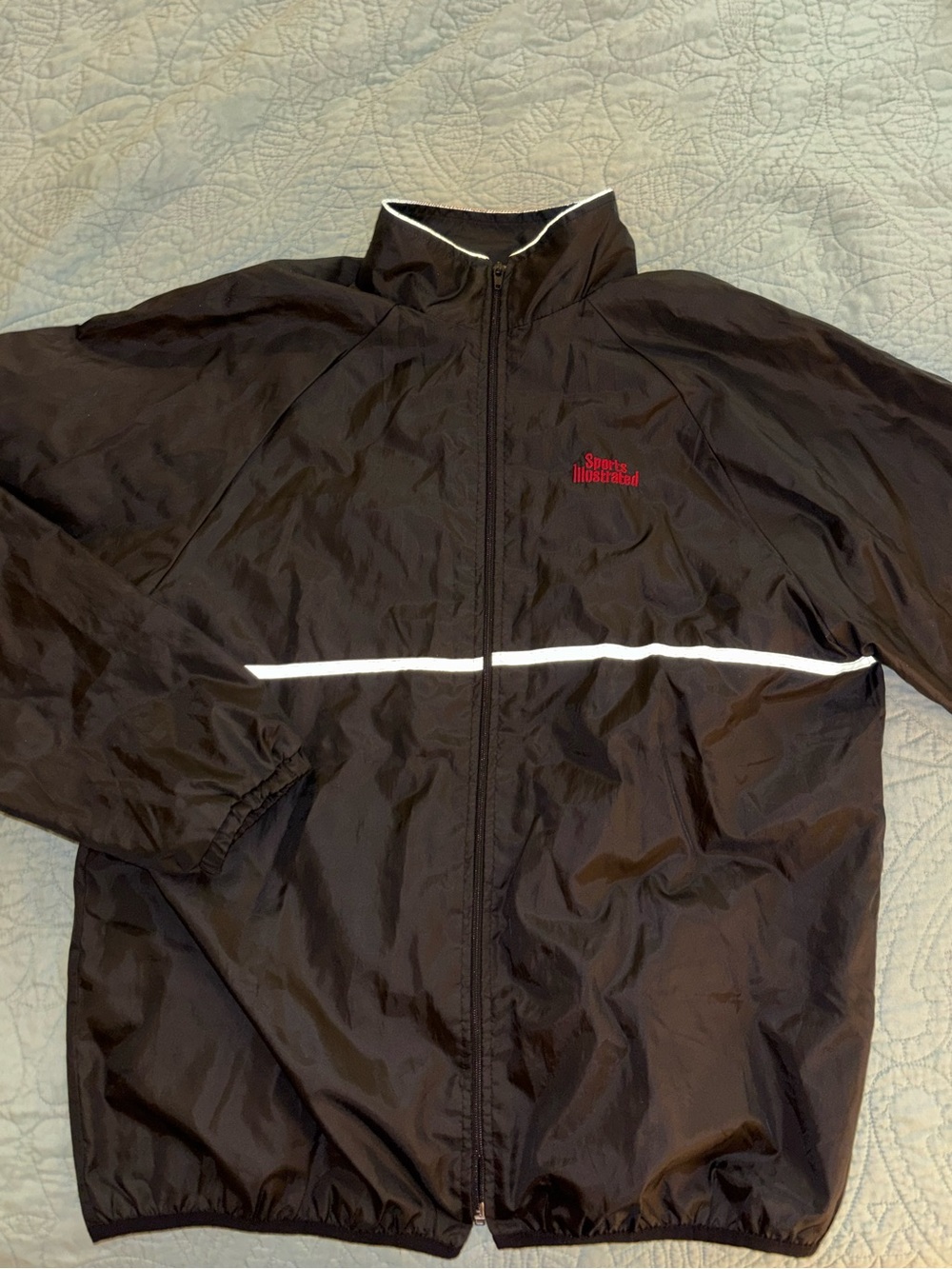 Vintage Sports Illustrated Black Track Jacket with Grey Trim